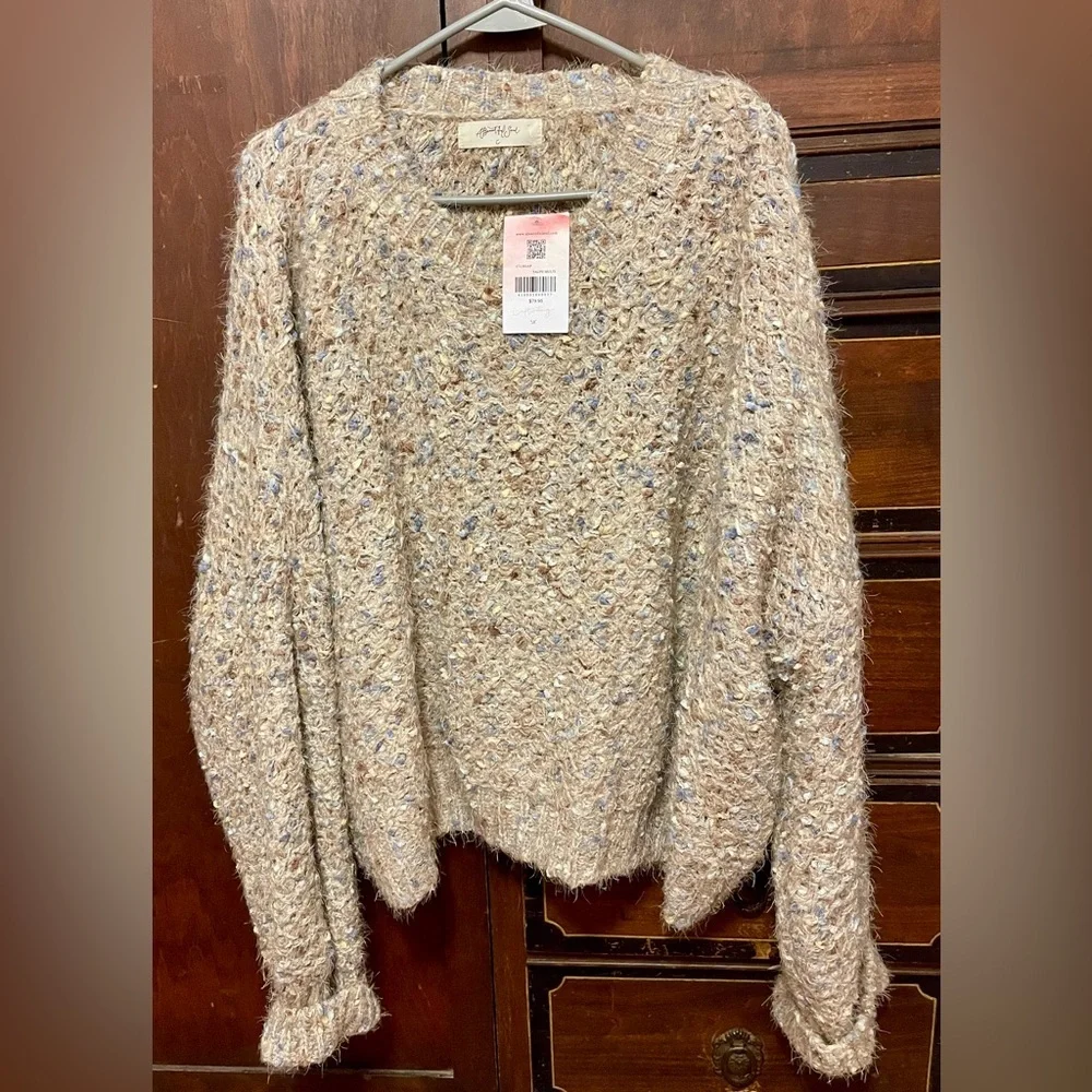 Elegant Beige and Blue Women's Sweater